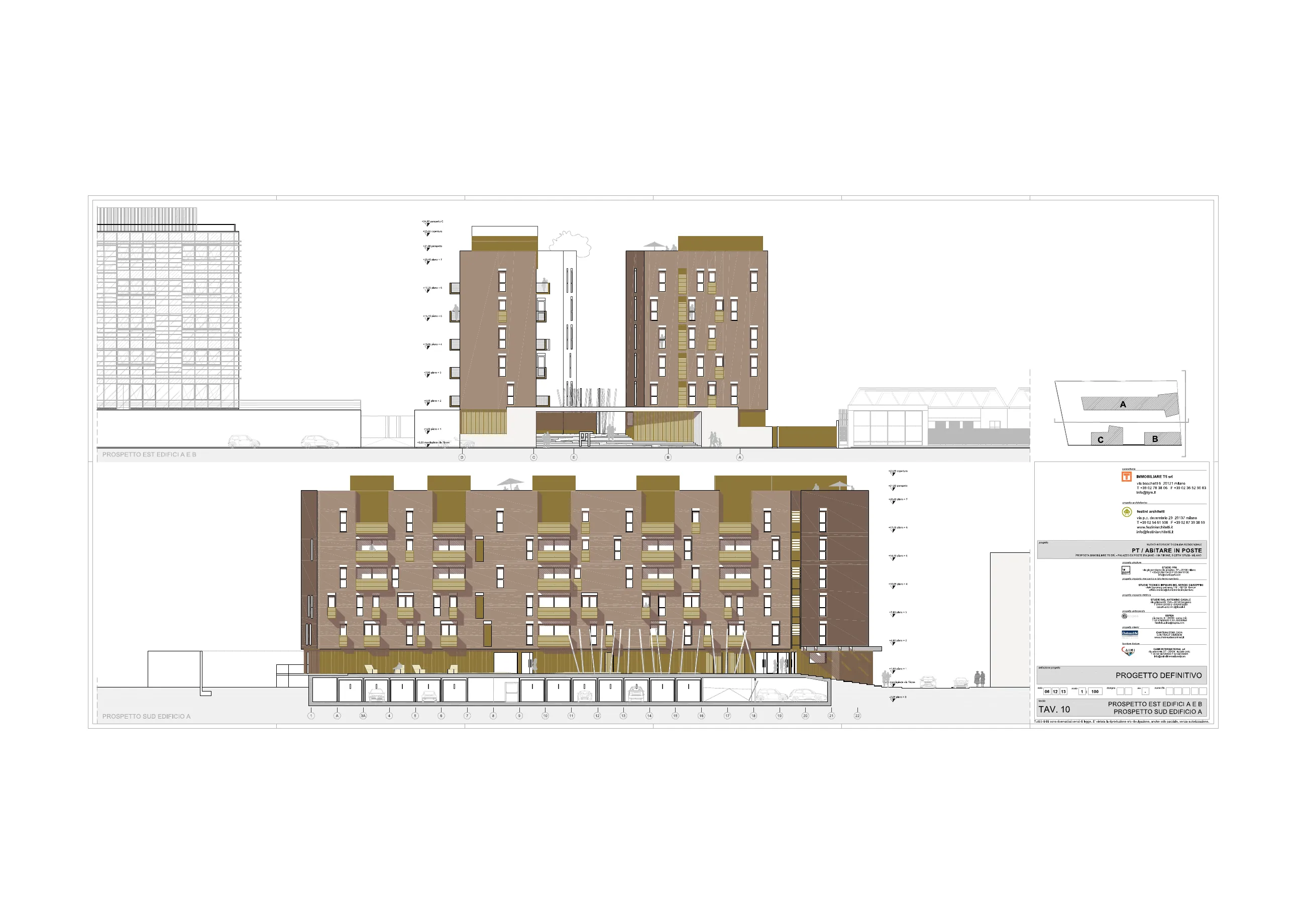 Abitare in Poste — Via Tirone — Prospetti sud degli edifici A e B