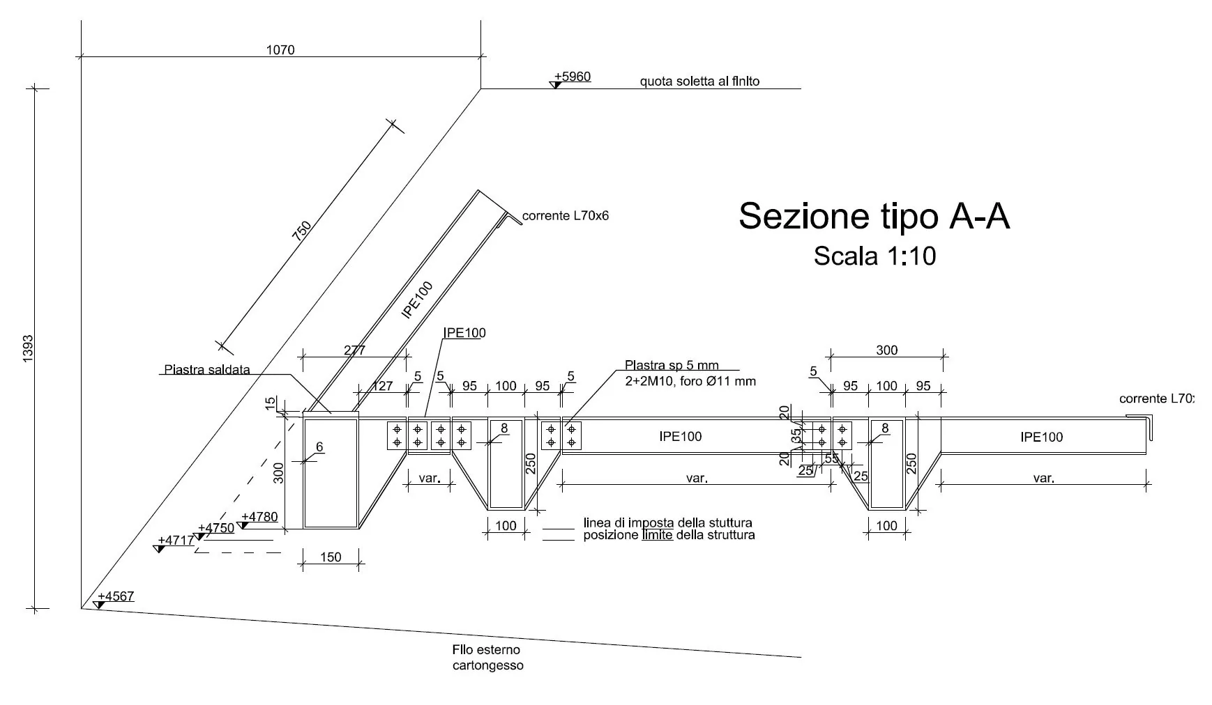 Baraccature — Via Tortona 33 — Tavola di progetto — sezione