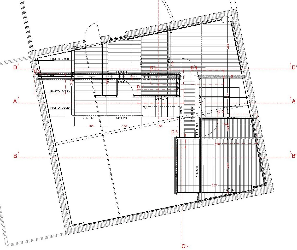 Manutenzione straordinaria — Via Ajraghi 30 — Pianta della carpenteria metallica del soppalco