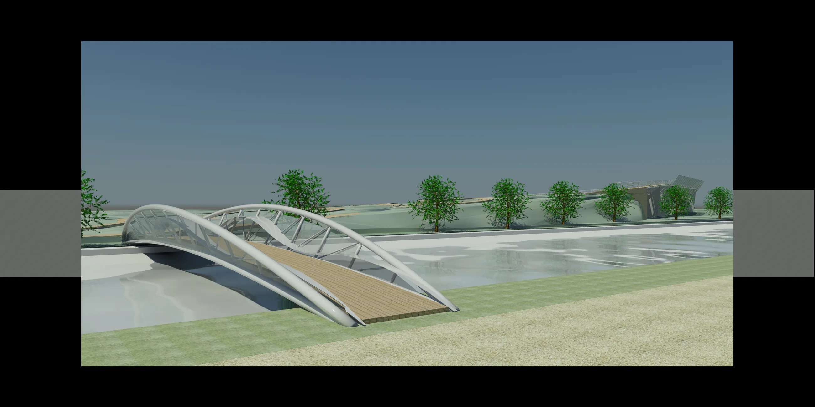 Passerella CSNO EXPO 2015 — Rendering della passerella vista dalla sponda