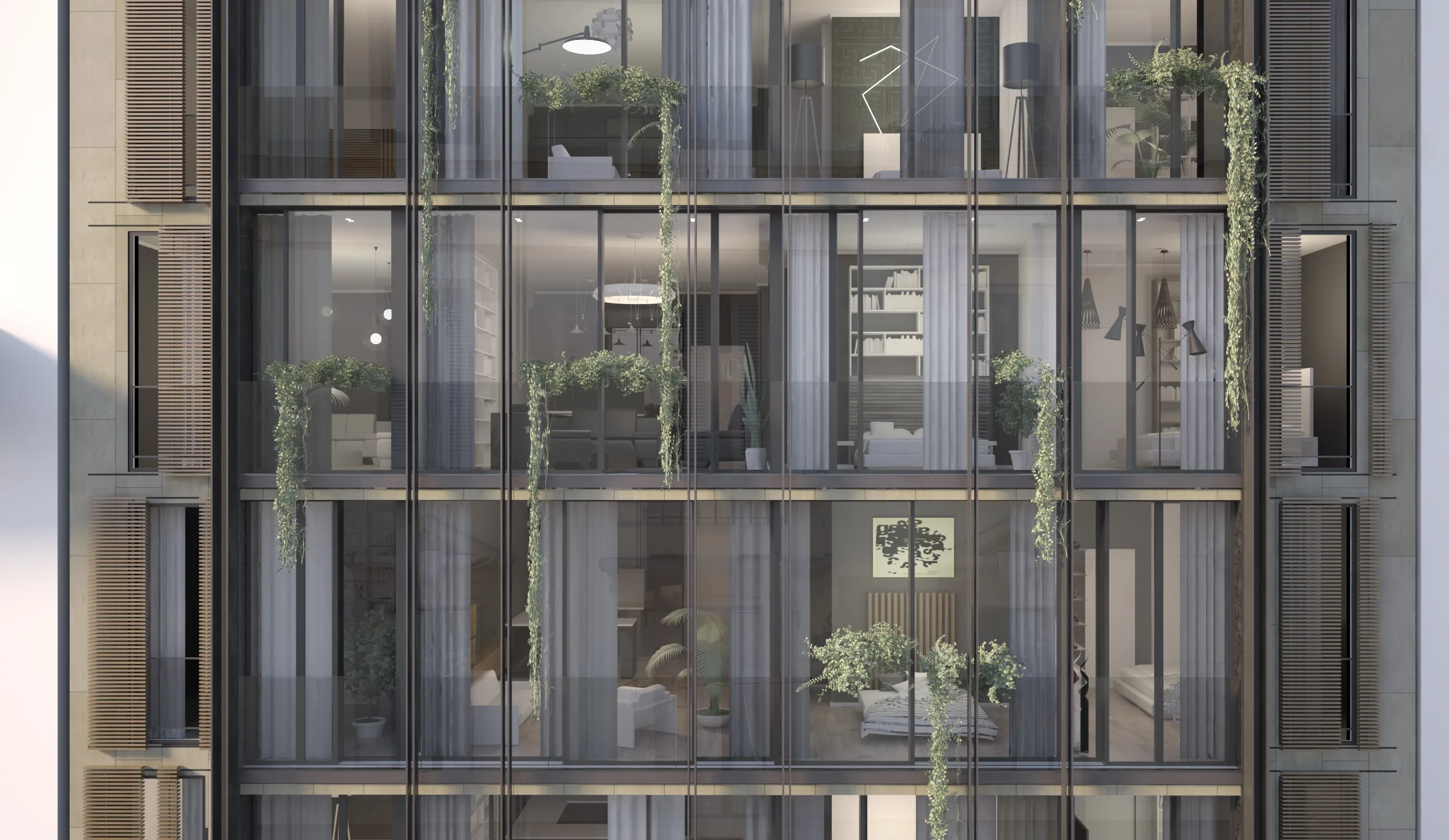 Residenze Via Macchi — rendering del dettaglio di facciata