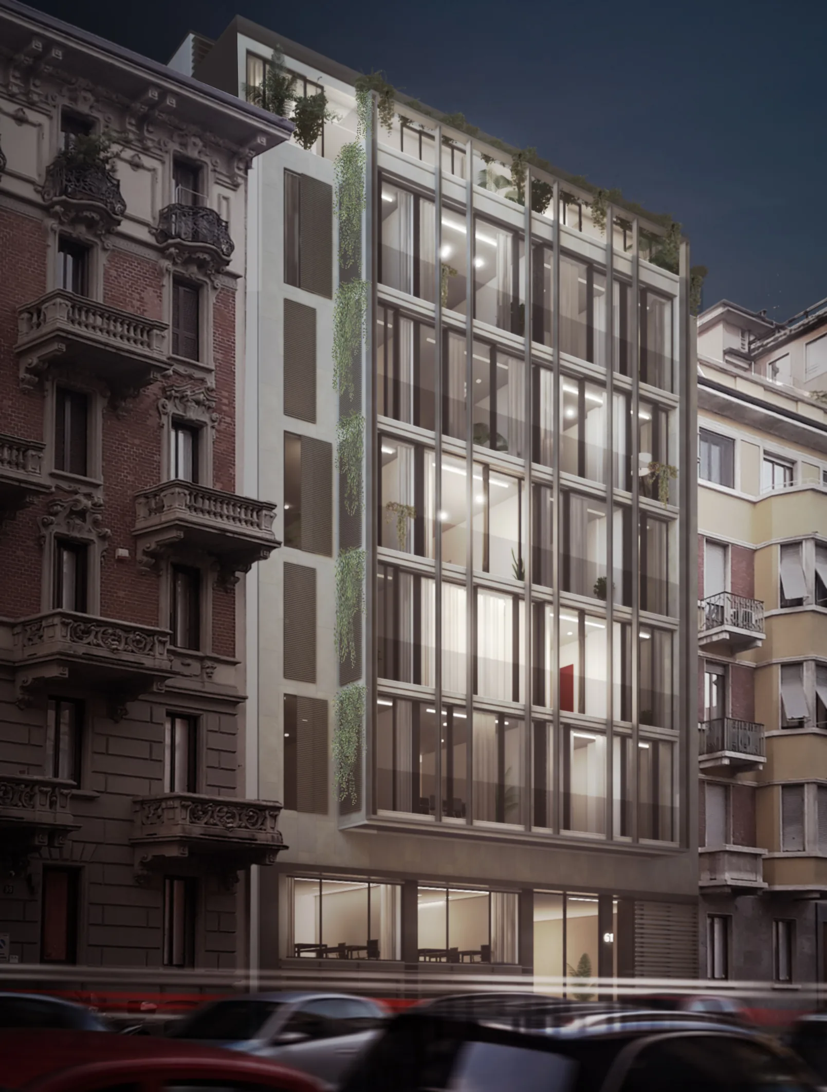 Residenze Via Macchi — rendering del prospetto sulla strada