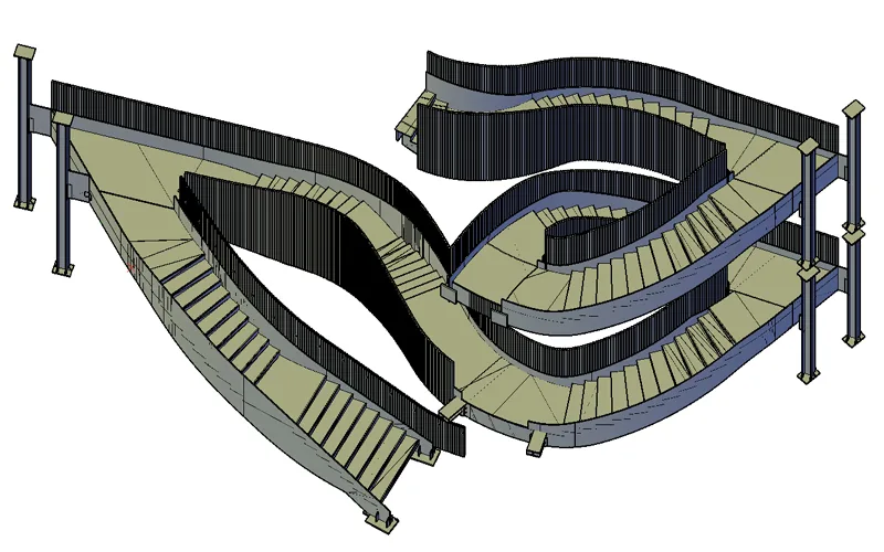 Scala Nuovo Centro Direzionale Lavazza — Modello tridimensionale della scala — vista dall’alto