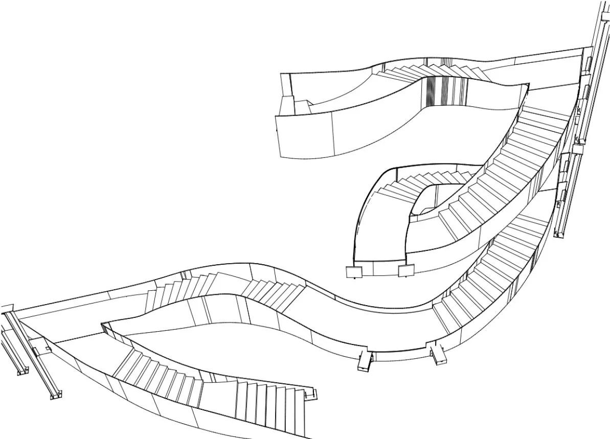 Scala Nuovo Centro Direzionale Lavazza — Disegno della scala — assonometria
