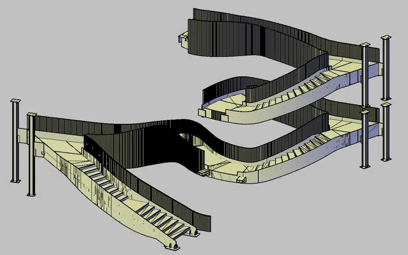 Scala Nuovo Centro Direzionale Lavazza — Modello tridimensionale della scala — vista d’insieme